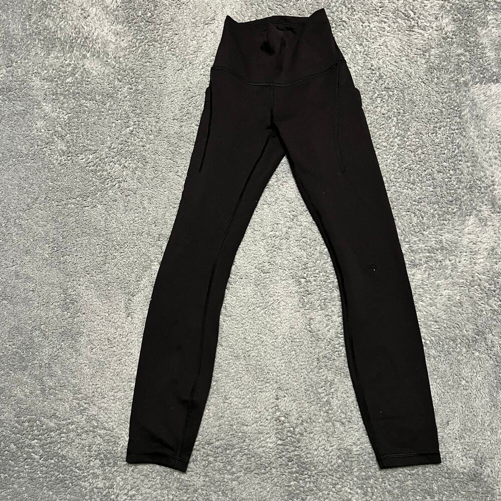 Lululemon Wunder Train Leggings Pants Womens 2 High Rise Black Pockets W5EPSS **